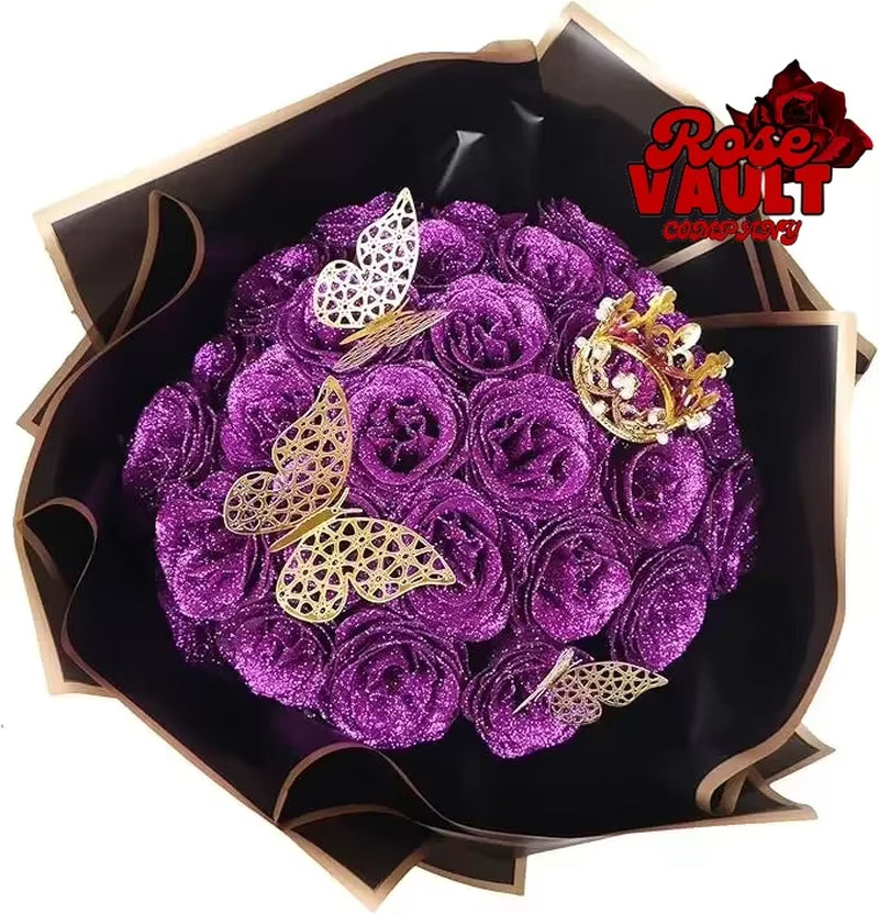 Valentine'S Day DIY Glitter Butterfly s Bouquet Christmas Everlasting Shiny Artificial Anniversary Wedding Gifts for Women